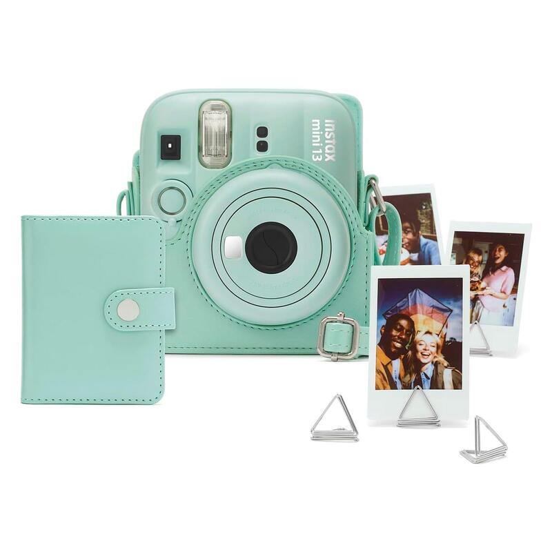 Fujifilm Instax Mini 13 Accesorios Kit Lagoon Green Funda Original + Mini Álbum + Clips Para Sujetar Fotos