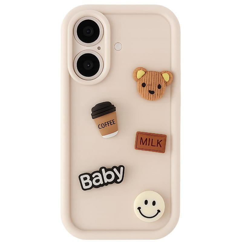 Funda De Silicona Coffee Bear Iphone 16 Blanco