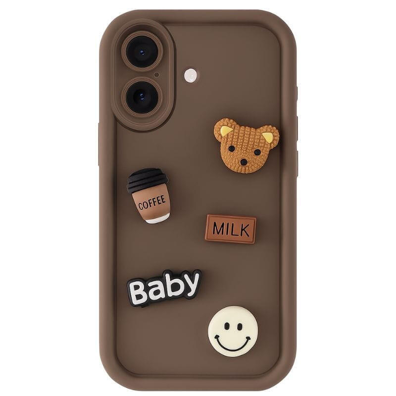 Funda De Silicona Coffee Bear Iphone 16 Marrón