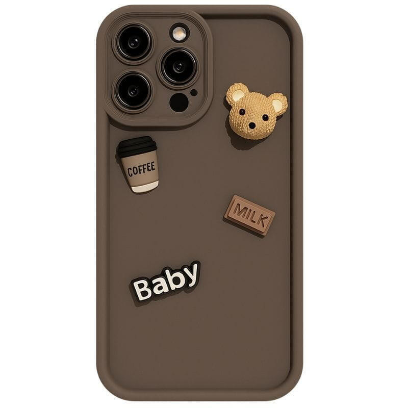 Funda De Silicona Coffee Bear Iphone 16 Pro Marrón