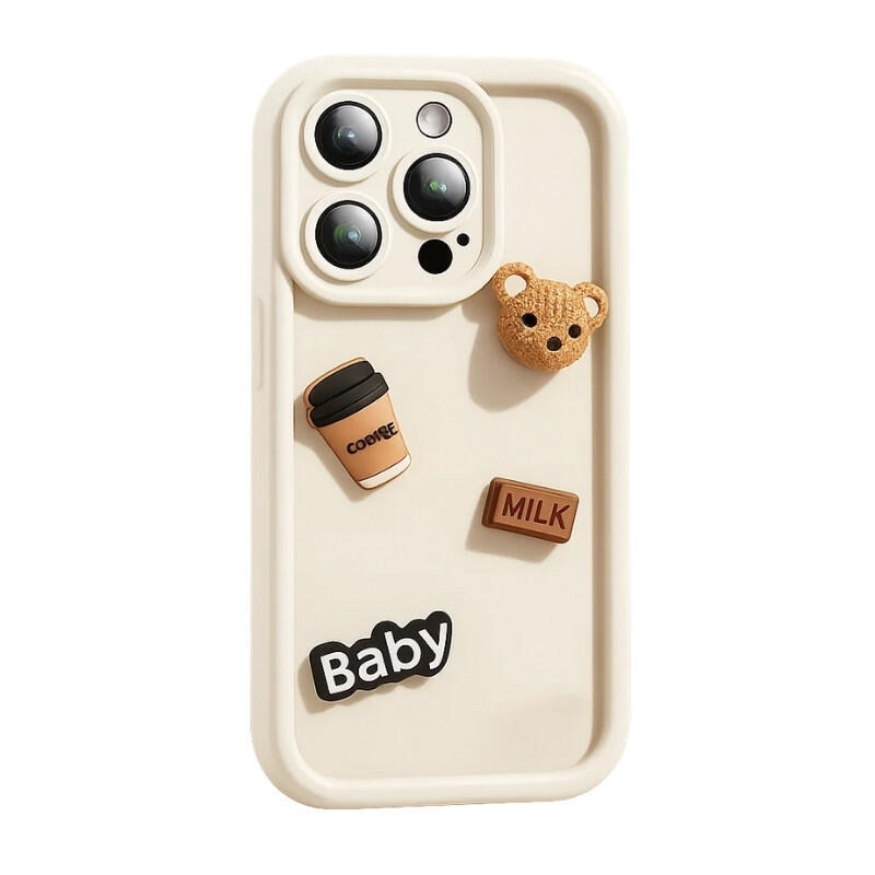 Funda De Silicona Coffee Bear Iphone 16 Pro Max Blanco