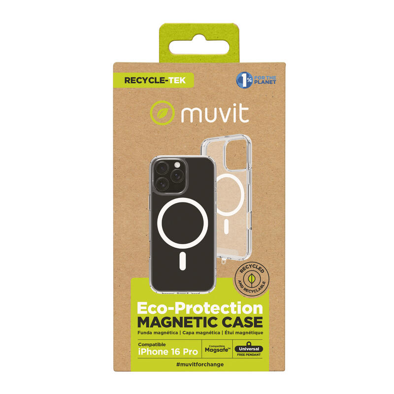 Funda Muvit Recycletek Magsafe Para Apple Iphone 16 Pro Transparente