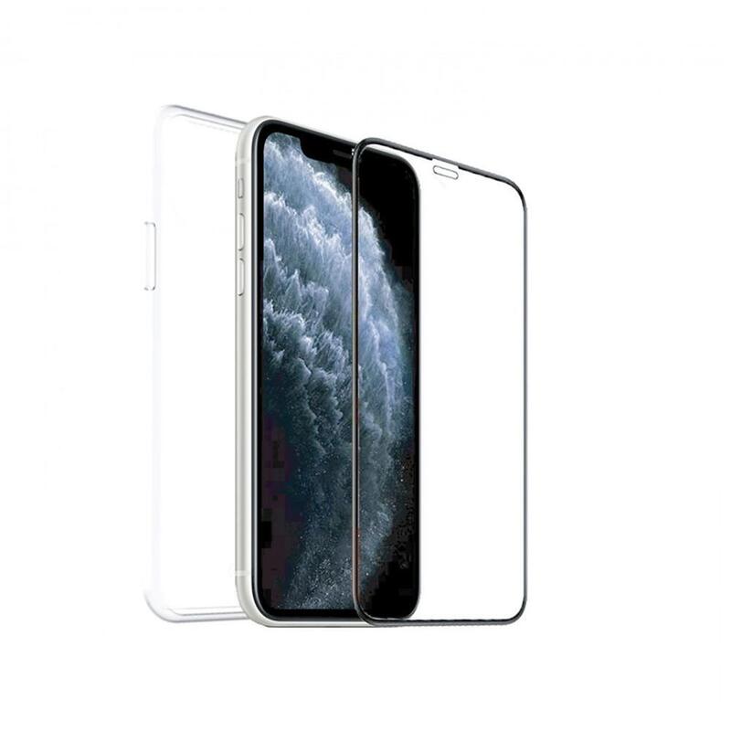 Funda Muvit Recycletek Para Apple Iphone Se 8 7 Transparente + Protector Cristal Templado Marco Negro