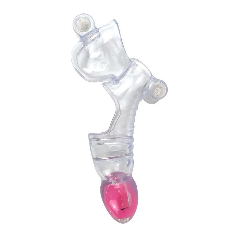 Funda Para El Pene Y Testículos 3 Balas Vibradoras Transparente