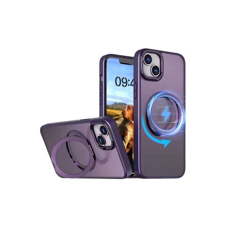 Funda Reforzada Compatible Iphone 16 Con Anneau Stand Magsafe Rotatif - Violeta - Jaym®