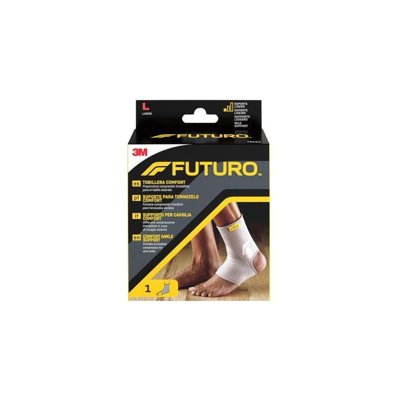 Futuro Comfort Tobillera - Talla L (38.1 - 44.5cm) - Transpirable - Elastico - Gris