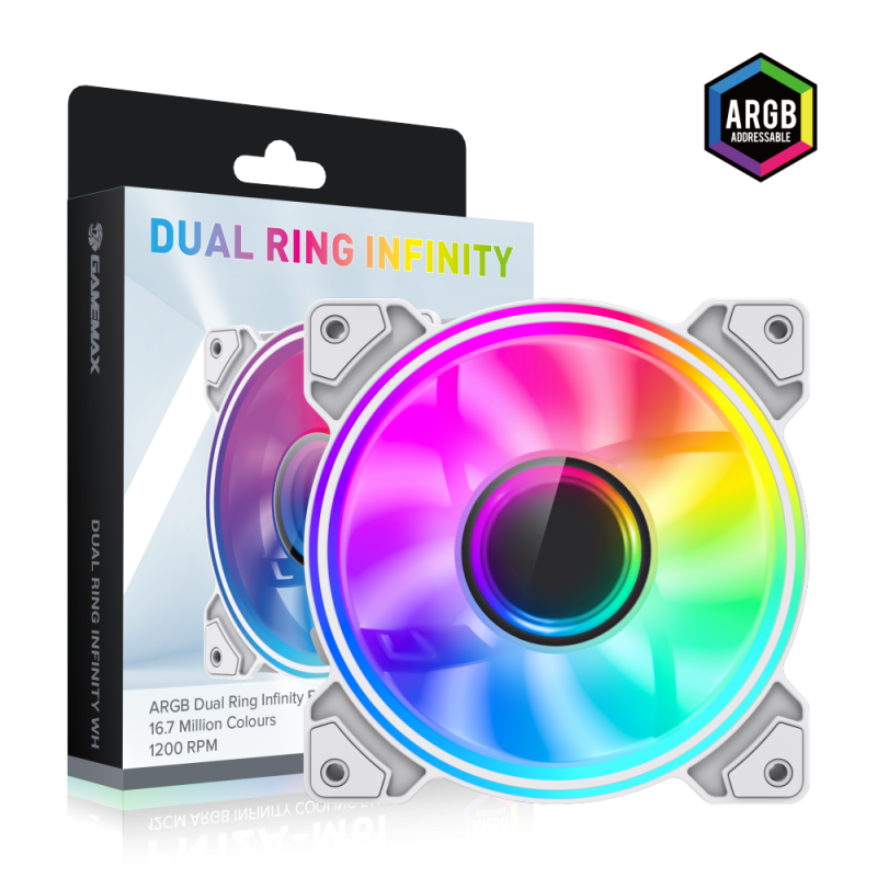 Gamemax Case Fan Dual Ring Infinity White