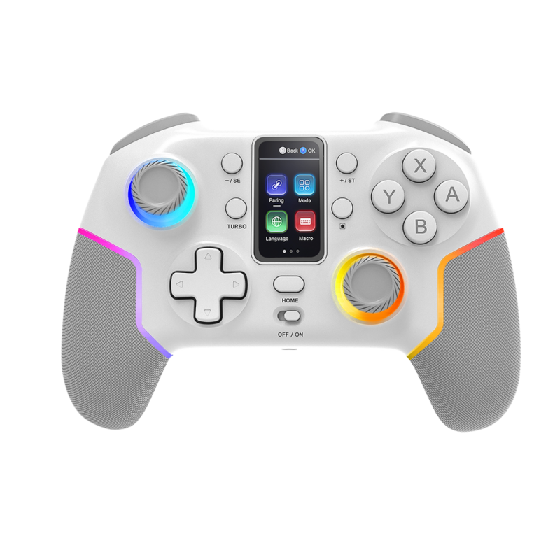 Gamepad Wireless Mgp-V3 Blanco Mars Gaming Pantalla Lcd / Iluminación Rgb / Compatible Con Switch, Pc, Android, Ios
