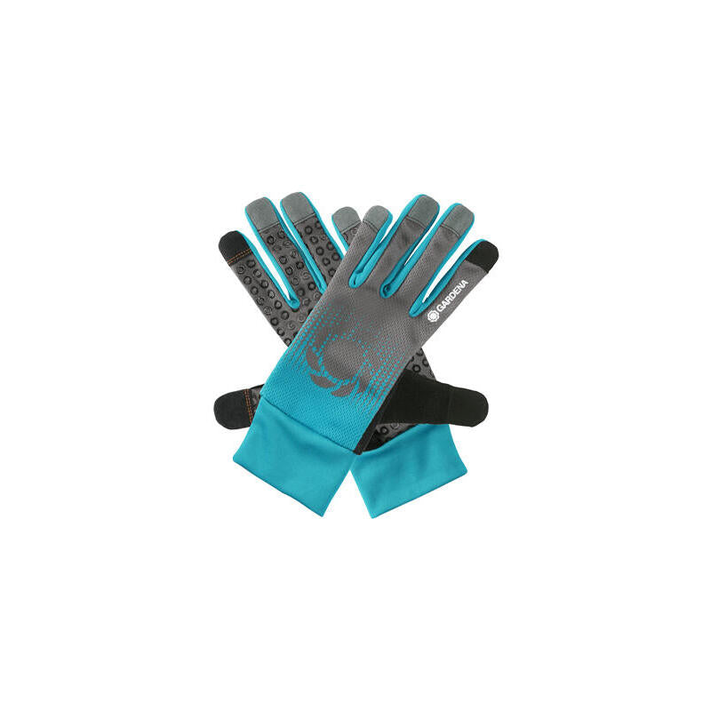 Gardena 11501-20, Guantes De Jardinero, Negro, Azul, Gris, M, Sml, Algodón, Elastano, Nylon, Poliéster, Poliuretano