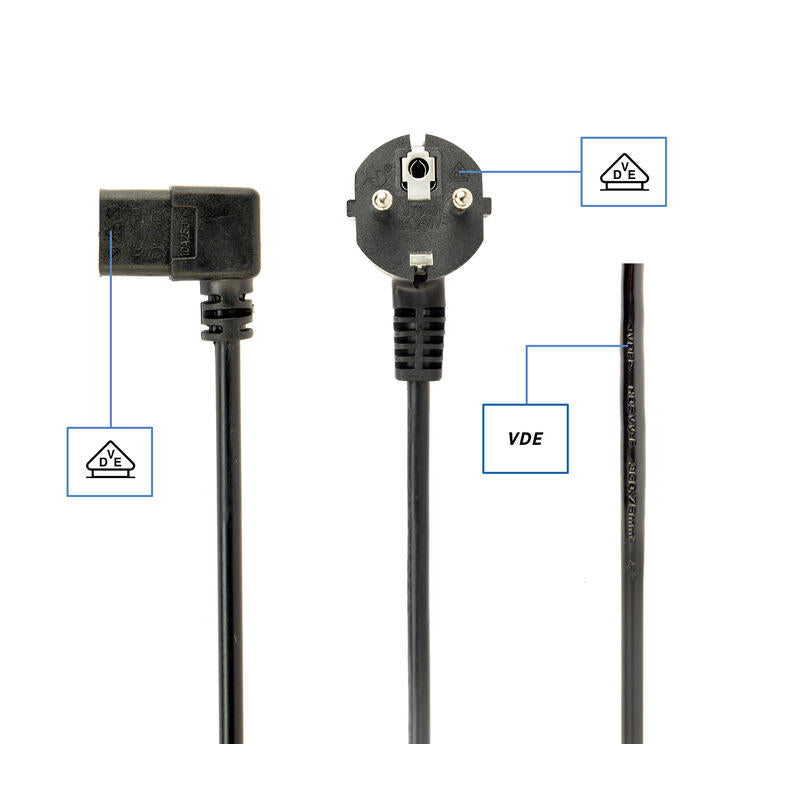 Gembird Cable De Alimentacion Schuco A C13 Acodado 1.8m Negro Pc-186a-Vde