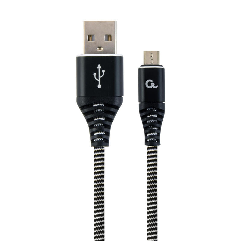 Gembird Cc-Usb2b-Ammbm-1m-Bw Cable De Datos Y Carga Micro Usb Trenzado Premium, 1 M, Negro / Blanco