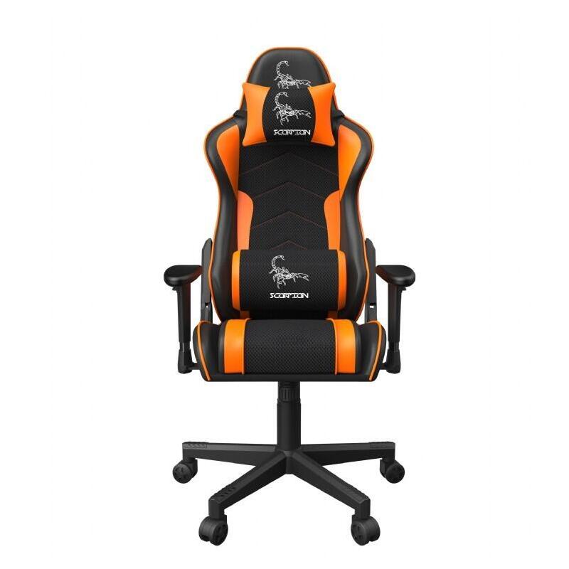 Gembird Gaming Chair Scorpion Negro Mesh Orange Skin