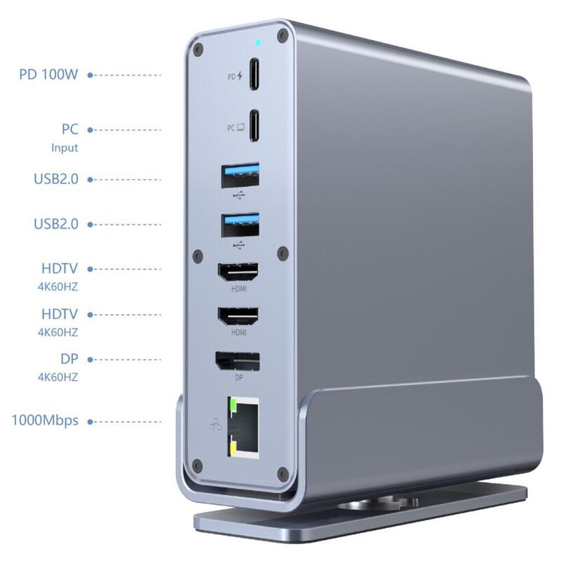 Gembird Usb Type-Cf 15-In-1 Multi-Port Adapter Usb Hub Af-Ports V.2x2 + V.3x3 Type-Cf + Hdmix2 + Displayport + Pd + Card Reader +