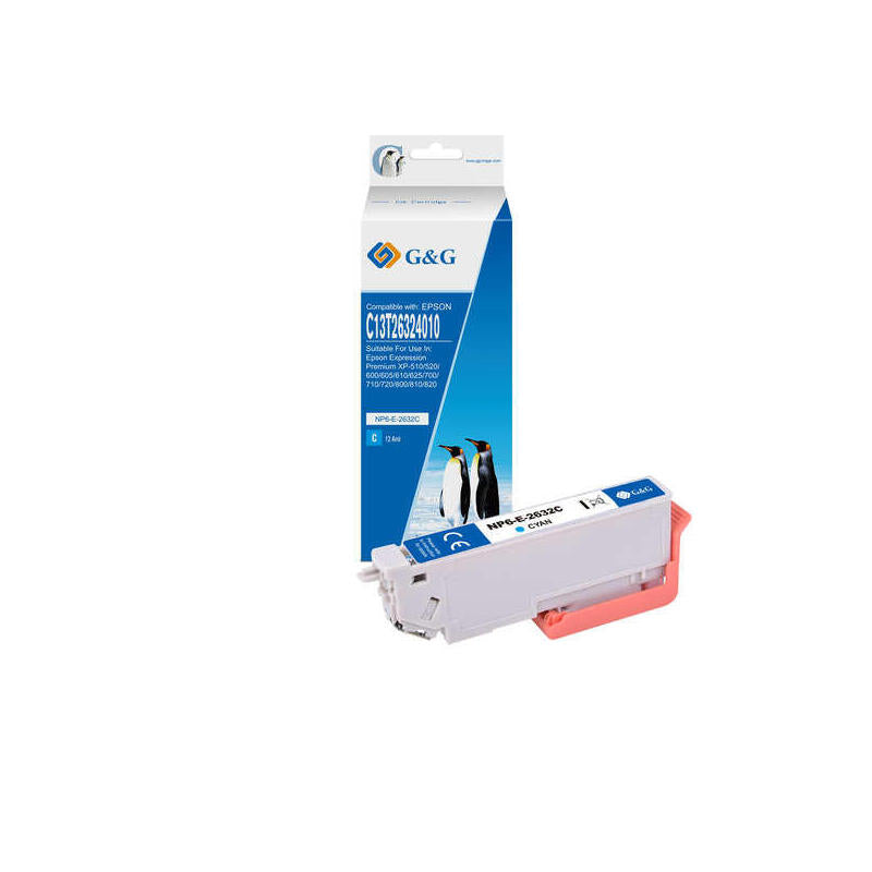 G&G Epson T2632/T2612 (26xl) Cyan Tinta Generica - Reemplaza C13t26324012/C13t26124012