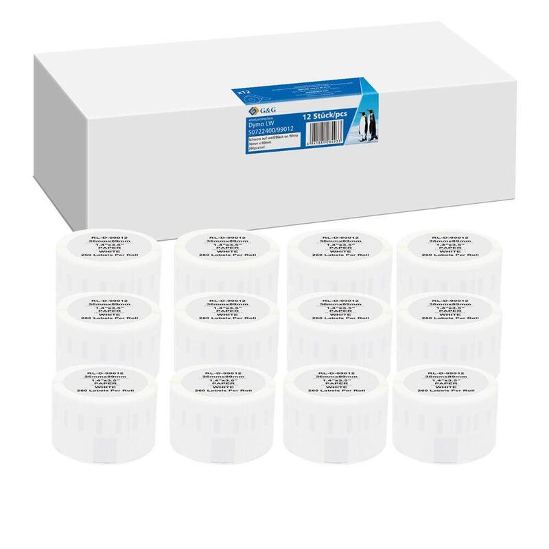 G&G Etiquetas 12 Unidades Para Dymo 99012/ S0722400 36 X 89 Mm