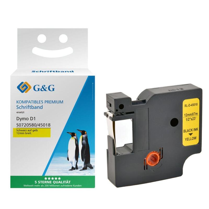 G&G Schriftband 12mm X 7m Sw-Gb Komp. M. Dymo D1/ 45018/ S072058