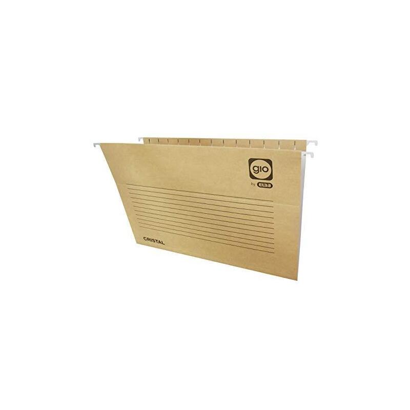 Gio Carpeta Colgante Visor Superior Cristal Kraft Bicolor Cartulina Folio Con Etiquetas -25u-