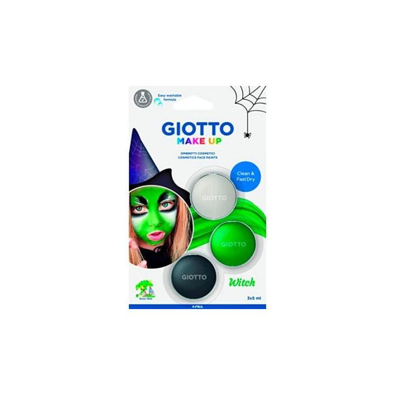 Giotto Set De Pintura Facial Bruja Unisex Para Niños 5ml Colores Surtidos -Blister De 3u-