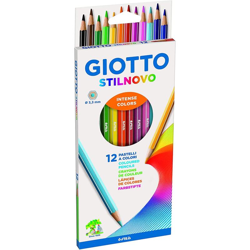 Giotto Stilnovo Caja De 12 Lapices De Colores Hexagonales - Mina 3.3 Mm - Madera - Colores Surtidos