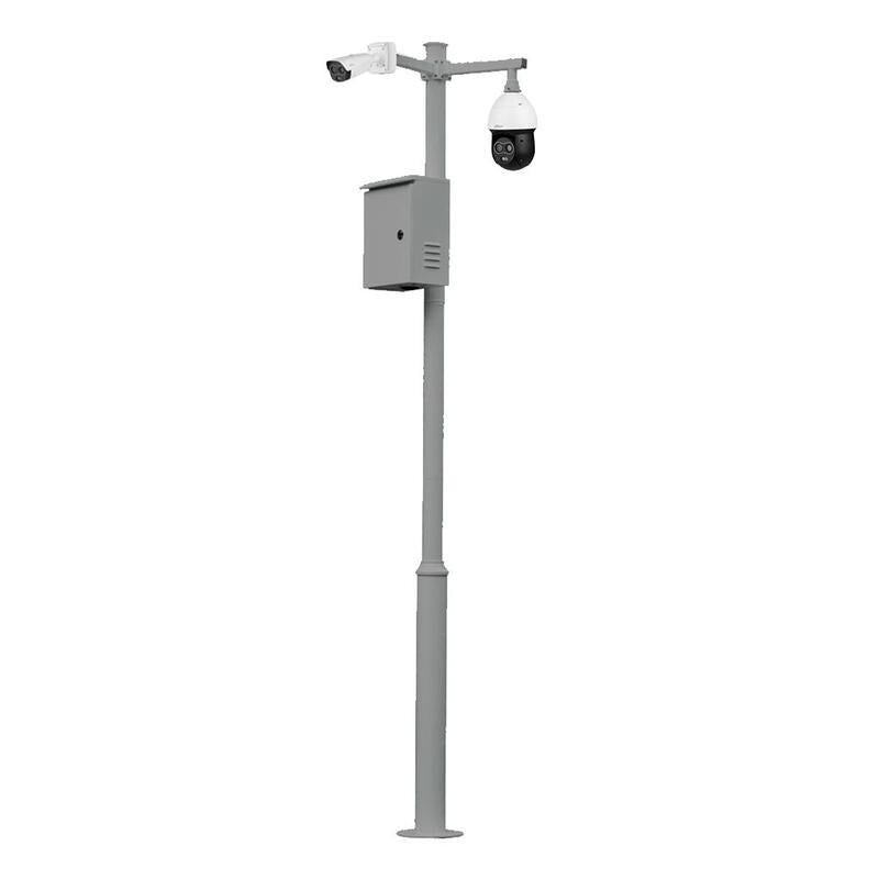 Global Kit-Baculo-35-Gris Báculo Desmontable De 3,5m De Altura En Acero Galvanizado De Color Gris Con Soporte Para Cámara Y Speed Dome