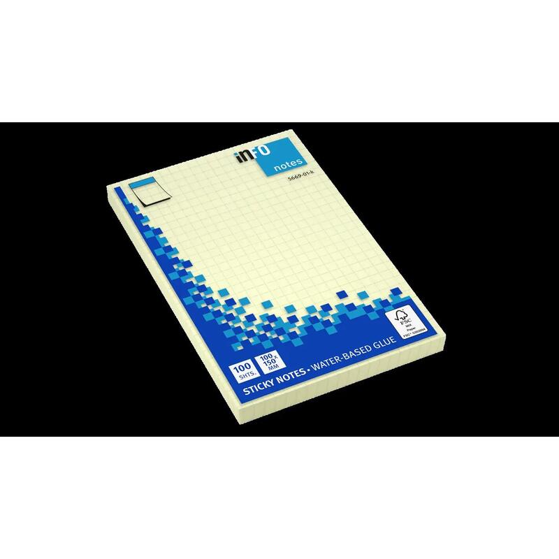 Global Notes Info Bloc De 100 Notas Adhesivas Con Cuadricula 150 X 100mm - Certificacion Fsc? - Color Amarillo