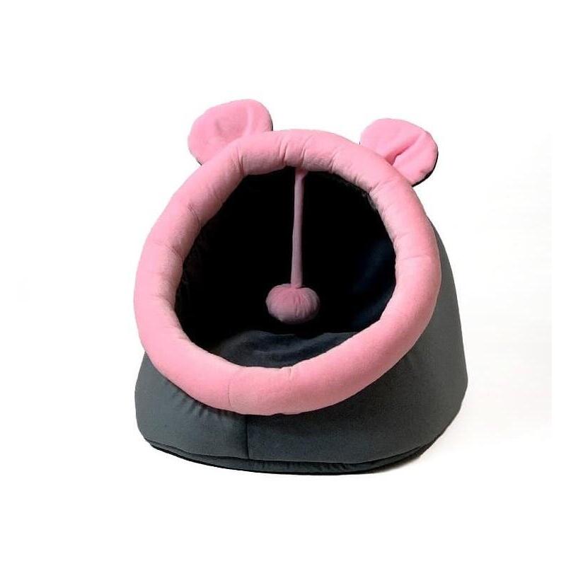 Go Gift Cama Para Gatos - Grafito-Rosa - 40x45x34 Cm