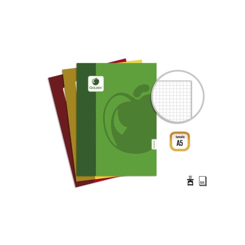 Golden Basic Pack De 10 Libretas Grapadas A5 50 Hojas 60grs Cuadricula - Colores Surtidos