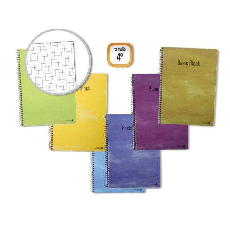 Golden Pack De 10 Cuadernos Espiral 80 Hojas 60gr Cuadricula - Tamaã±O 4⺠- Tapa Normal Plastificada - Colores Surtidos