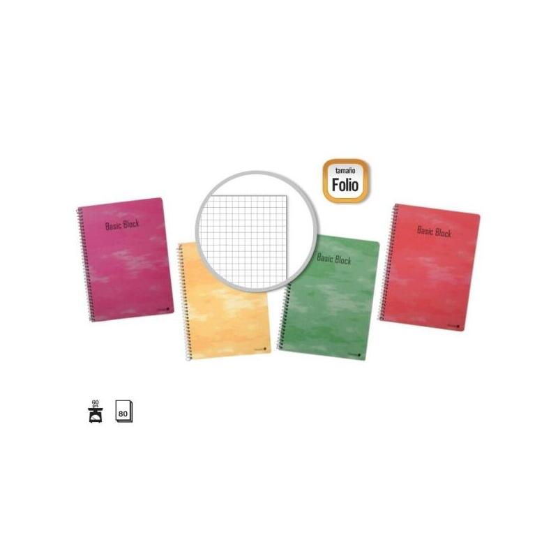 Golden Pack De 10 Cuadernos Espiral 80 Hojas 60gr Cuadricula - Tamaã±O Folio - Tapa Normal Plastificada - Colores