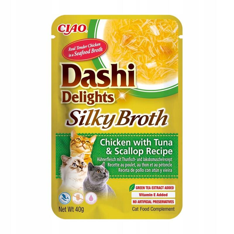 Golosina Para Gatos Inaba Cat Dashi Delights Silky Broth Pollo Con Atún & Vieira 40g