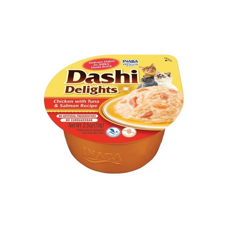 Golosina Para Gatos Inaba Dashi Delights Caldo De Pollo, Atún Y Salmón 70g
