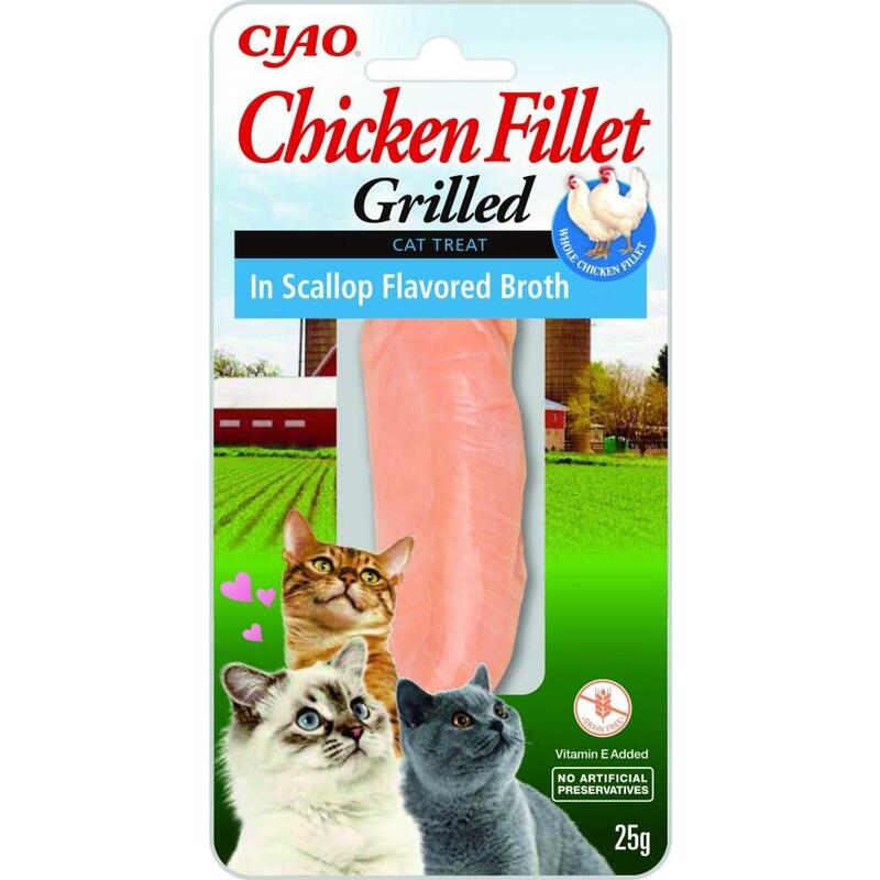 Goma Para Gatos Inaba Grilled Chicken Extra Tender Fillet In Scallop Flavored Broth 25 G