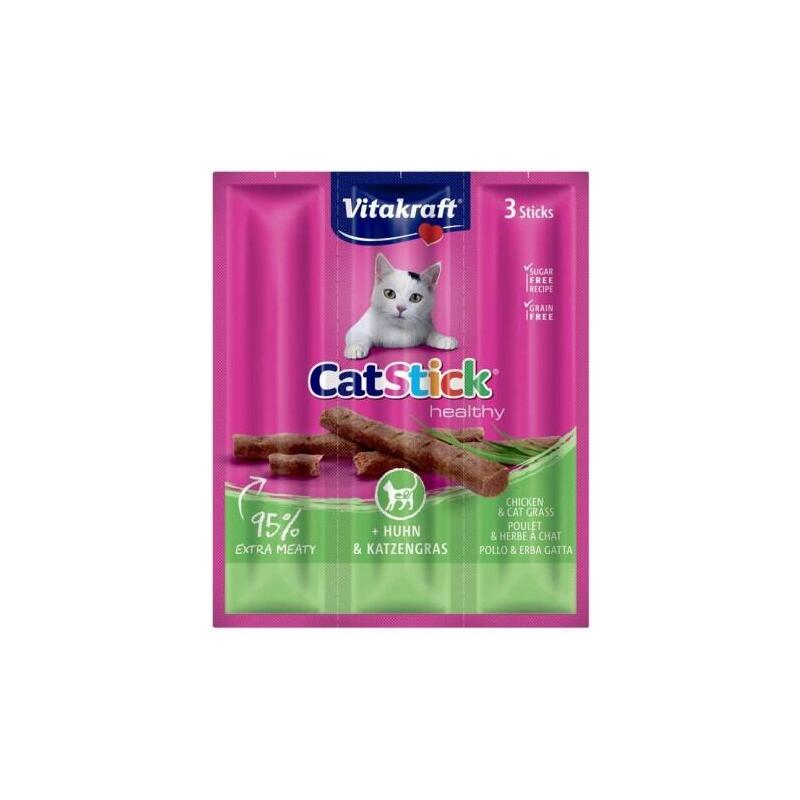 Goma Para Gatos Vitakraft Catstick Mini Chicken With Grass 3 Piezas
