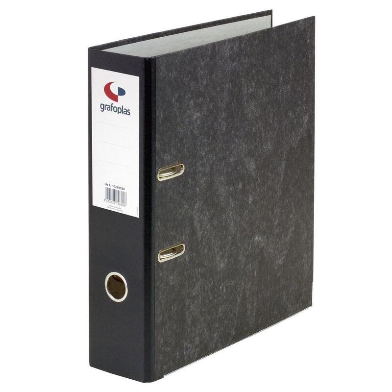 Grafoplás Archivador Palanca Ecoclassic 65mm Folio C/Rado Cartón Forrado Jaspeado Gris Plomo