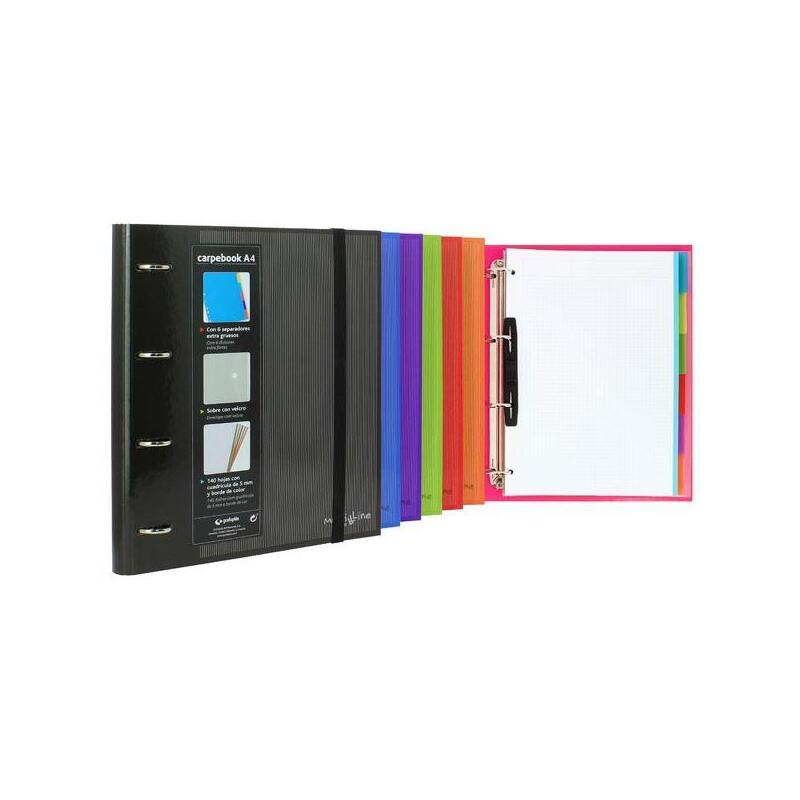 Grafoplás Carpebook Forrado 4 Separadores A4 Multiline Con Recambio Rojo