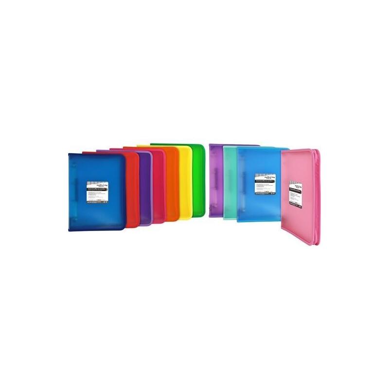 Grafoplás Carpeta Anillas 4x25mm Con Cremallera A4+ Pp Multiline Rayado Vertical Azul