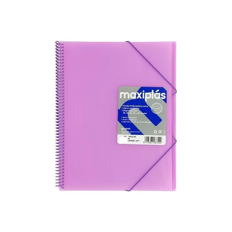 Grafoplás Carpeta Con Fundas Maxiplás Espiral A4 40 Fundas C/Sobre Pp Rígido Translúcido Lavanda Soft