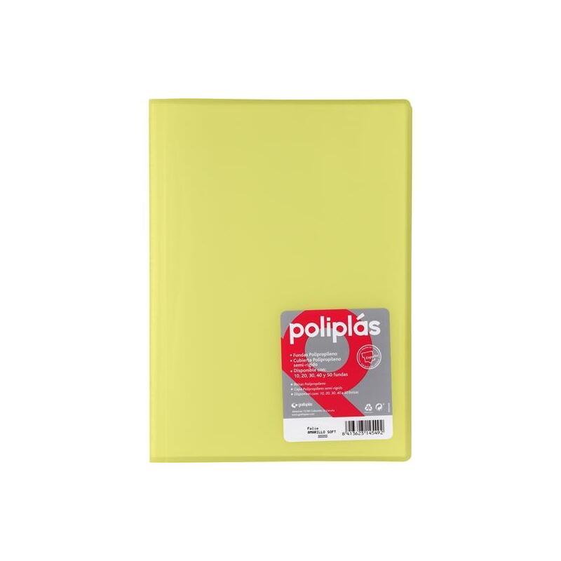 Grafoplás Carpeta Con Fundas Poliplás Soldadas Folio 30 Fundas Pp Semirígido Translúcido Amarillo Soft