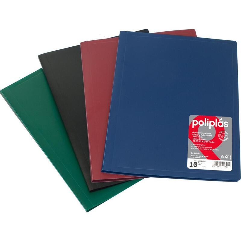 Grafoplás Carpeta Poliplás De Polipropileno Opaco Con 10 Fundas Soldadas Folio Negro