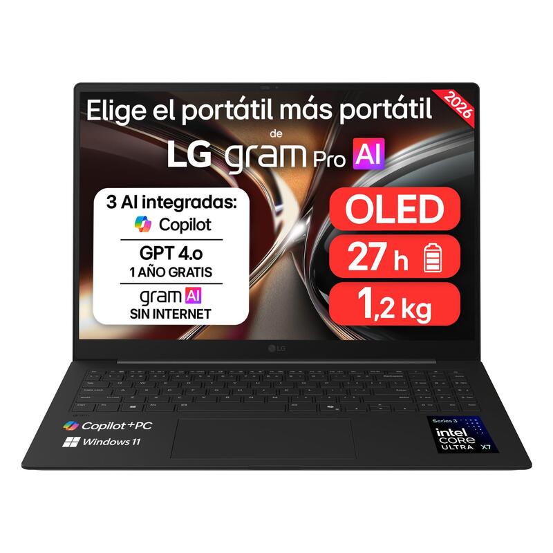 Portátil Lg Gram Pro 16z90u-K.Aub5bn Intel Core Ultra X7-358h 32gb 512gb Ssd 16' Win11
