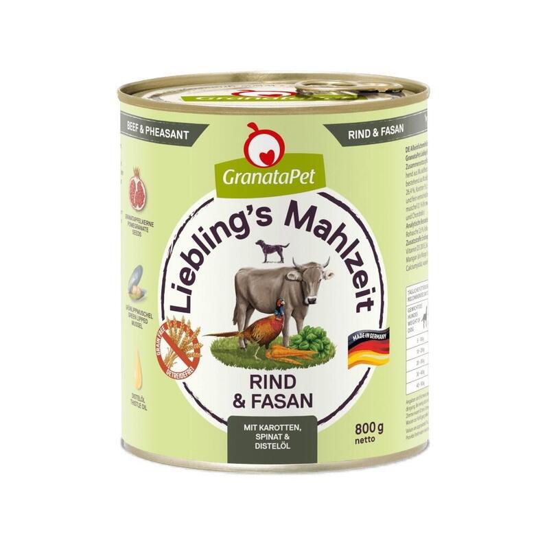 Granatapet Liebling'S Mahlzeit Beef And Pheasant - Comida Húmeda Para Perros - 800g