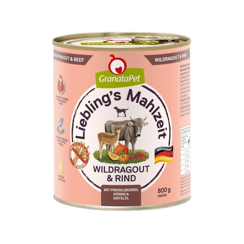 Granatapet Liebling'S Mahlzeit Vension Ragout And Beef - Comida Húmeda Para Perros - 800g