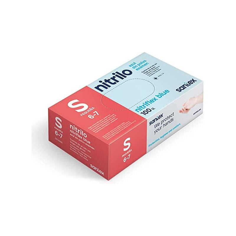 Guantes De Nitrilo Talla S Azul Caja -100u-