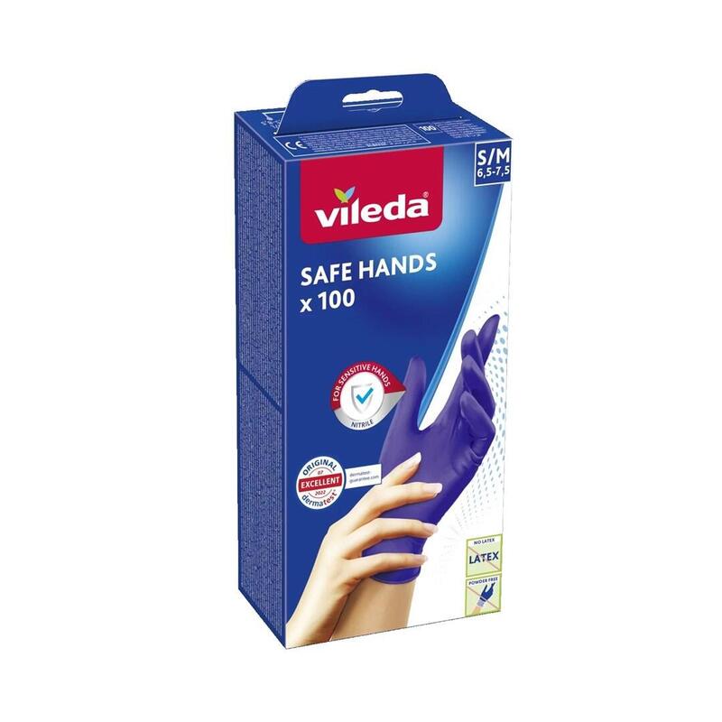 Guantes Vileda Safe Hands De Nitrilo S/M 100 Uds