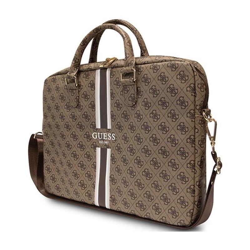 Guess 4g Printed Stripes Computer Bag - Torba Na Notebooka 16 (Brazowy)