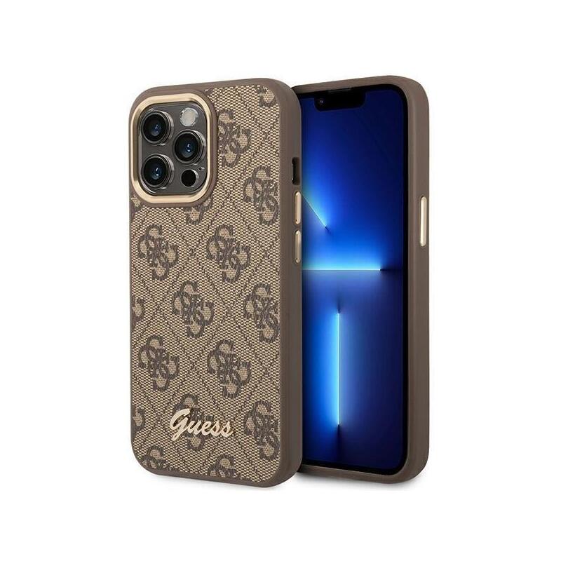 Guess Guhcp14xhg4shw Iphone 14 Pro Max 6,7" Brazowy Brown Hard Case 4g Vintage Gold Logo