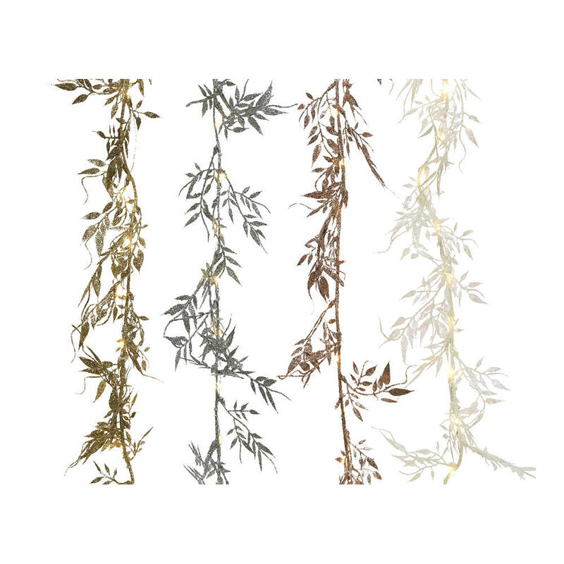 Guirnalda A Pilas Fija 30 Microleds Decorativa Hojas Luz Blanco Calido 2m Colores / Modelos Surtidos