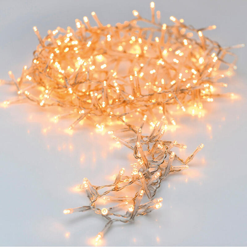 Guirnalda Fija 180 Leds Blanco Calido 220v Ip44 Cable Transparente 16,5m
