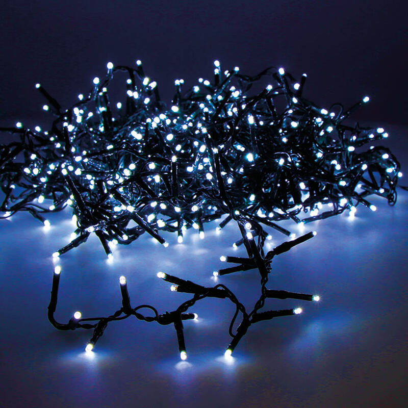 Guirnalda Led Compact Parpadeante Azul 16m 500 Leds Cable Verde