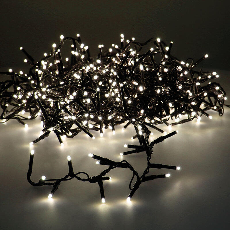 Guirnalda Led Compact Parpadeante Exterior Blanco Calido 750 Leds Cable Verde 21m